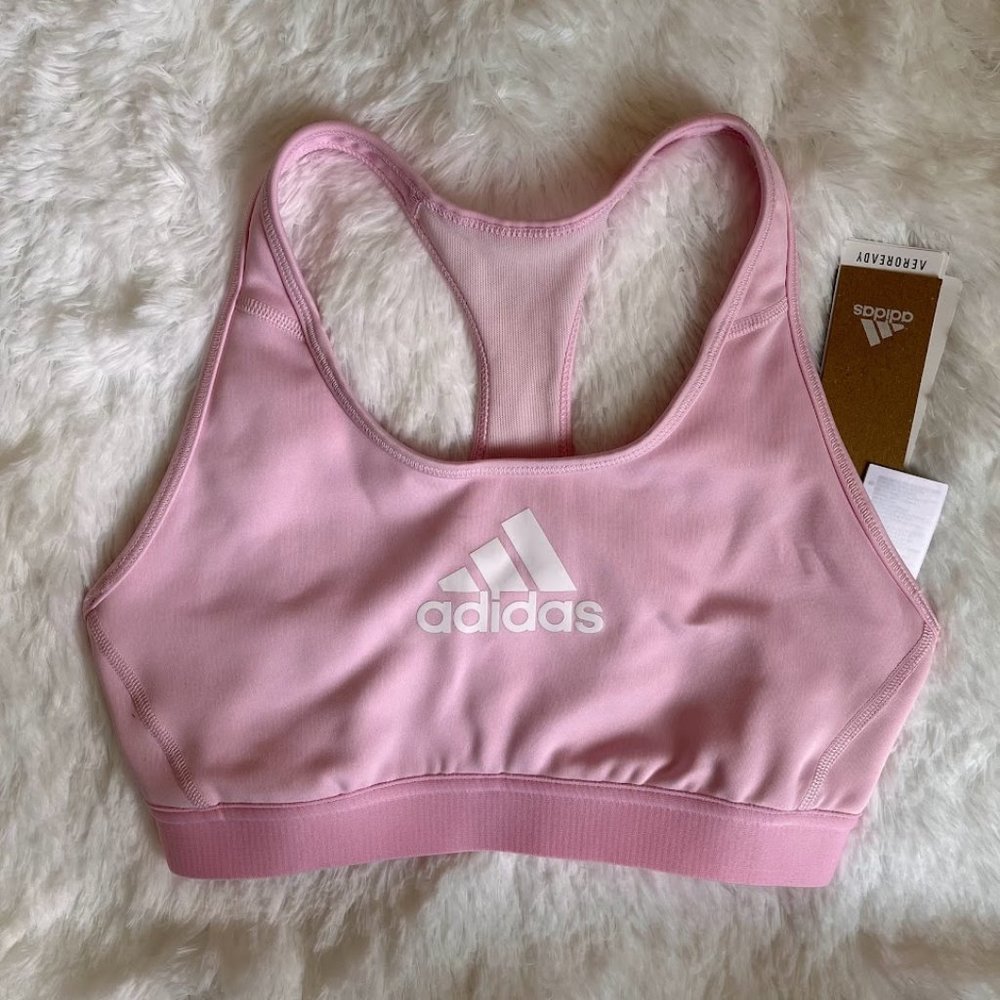 Adidas Light Pink Aeroready Sports Bra, Medium